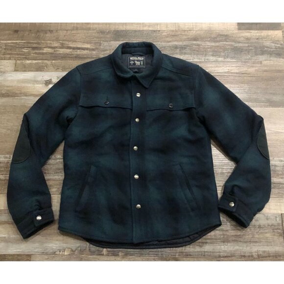 Vtg Woolrich Mens Blue Green Lined Button Up Flannel Shirt Jacket - Picture 1 of 6